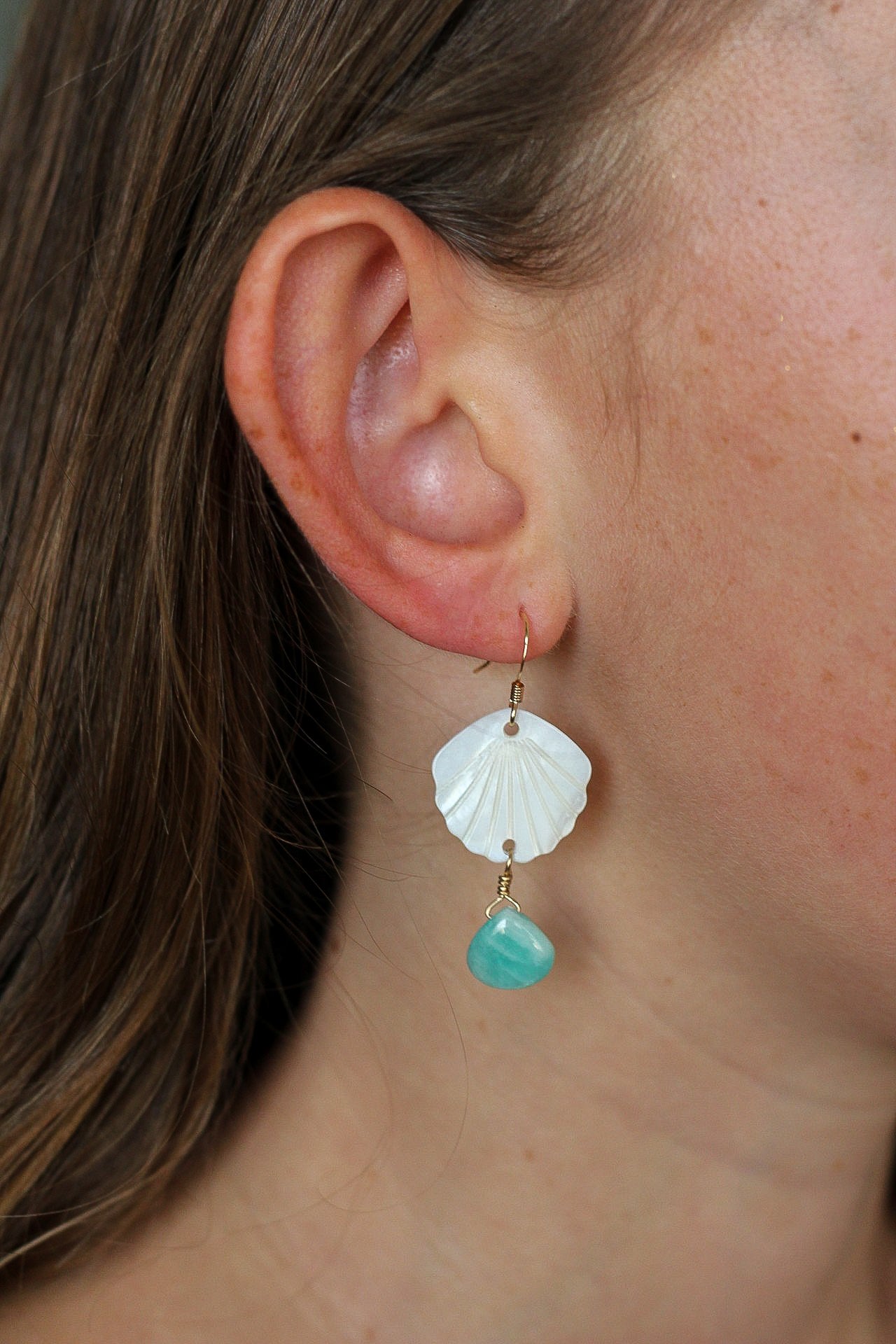 Aventurine and Mother of Pearl Earrings