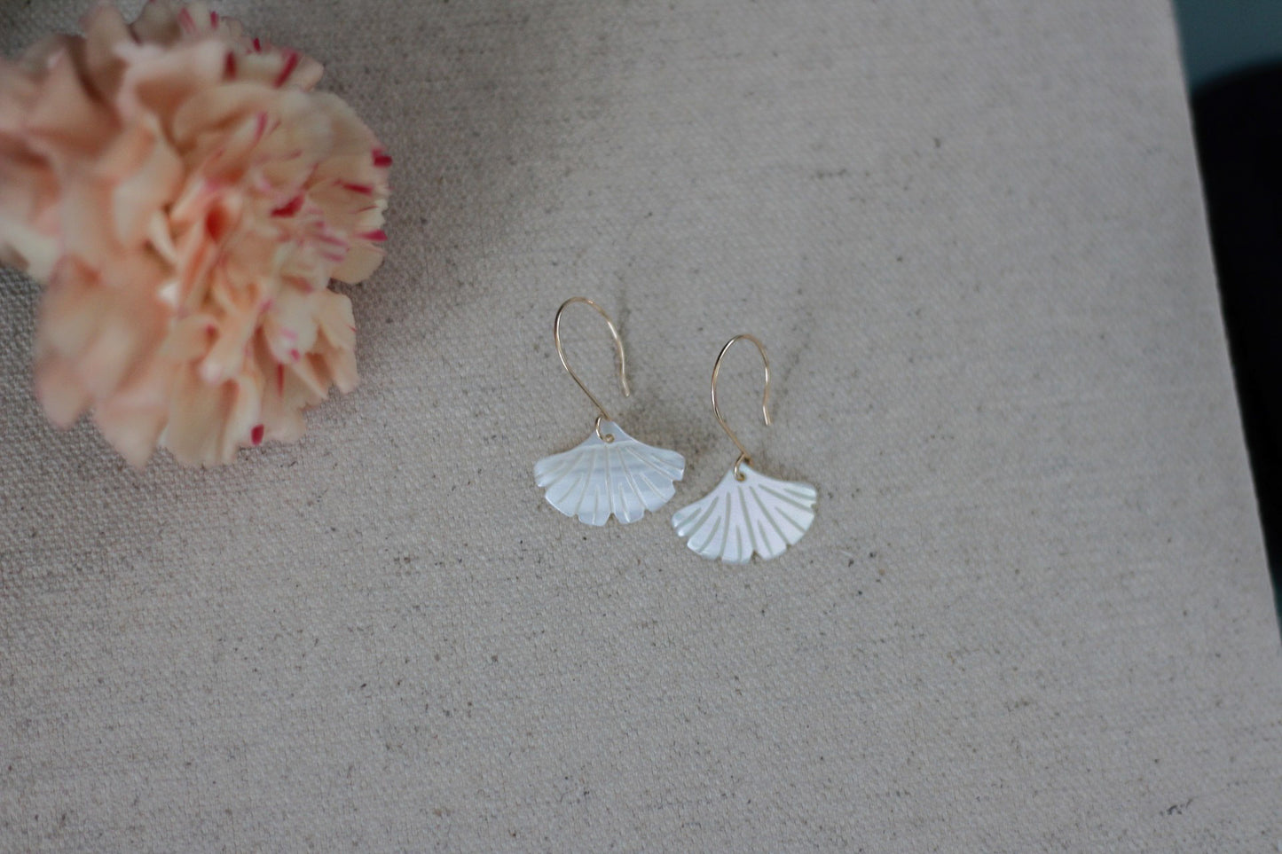 Flower Mother of Pearl Hoop Earrings