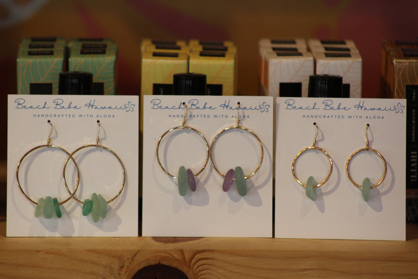 Sea Glass Hoop Earrings 14k Gold Fill