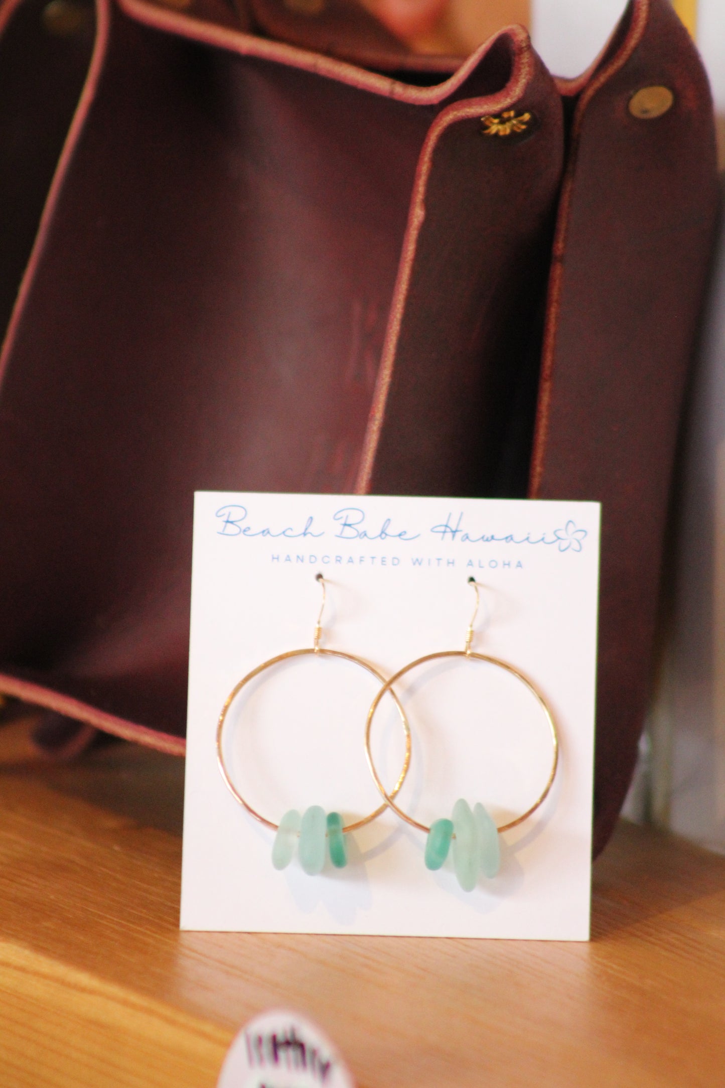 Sea Glass Hoop Earrings 14k Gold Fill