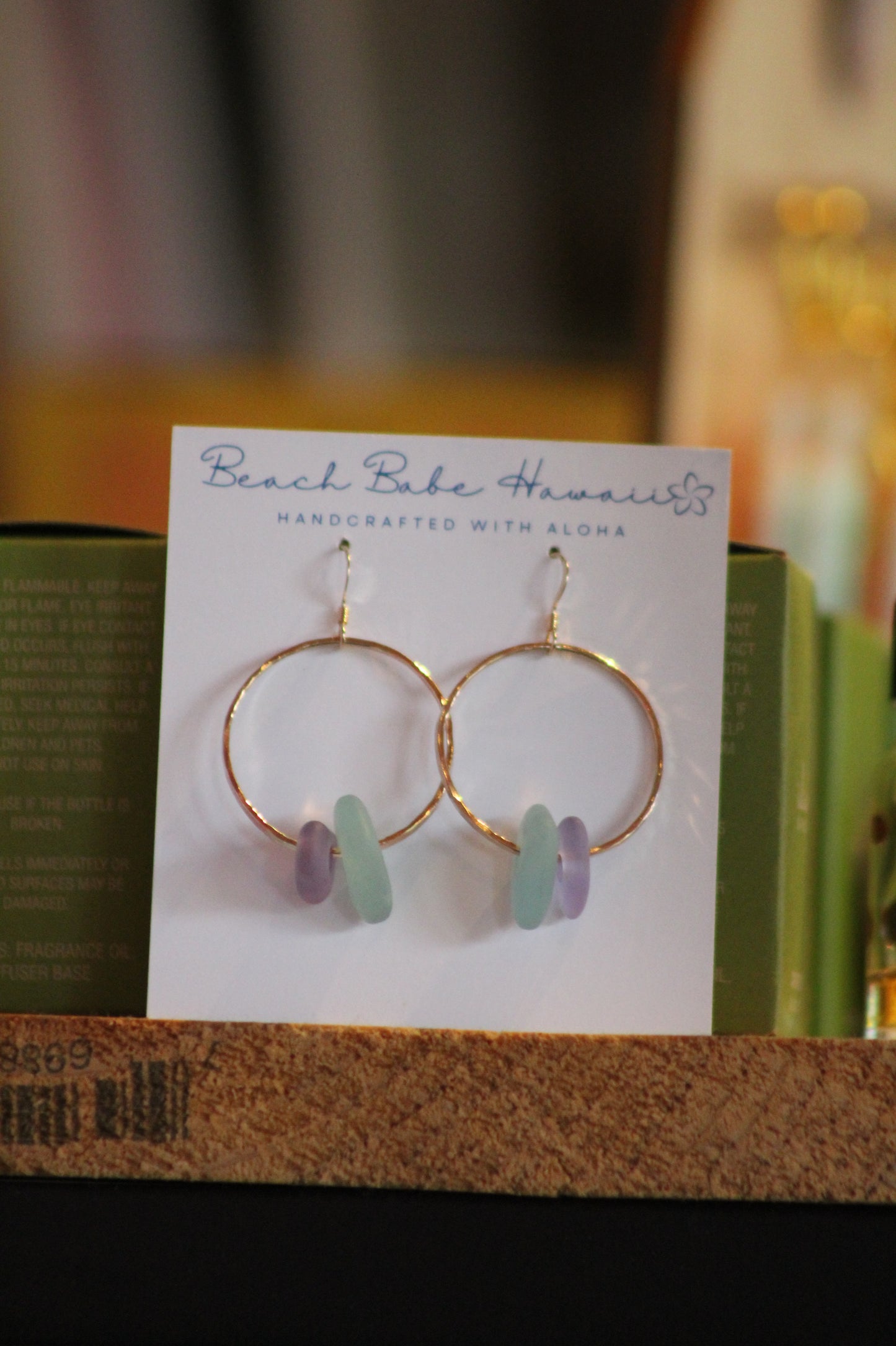 Sea Glass Hoop Earrings 14k Gold Fill