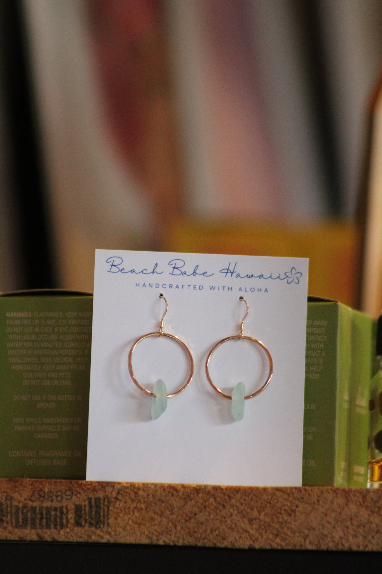 Sea Glass Hoop Earrings 14k Gold Fill