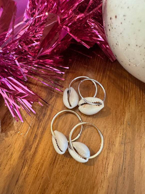 Cowry Shell Endless Hoops