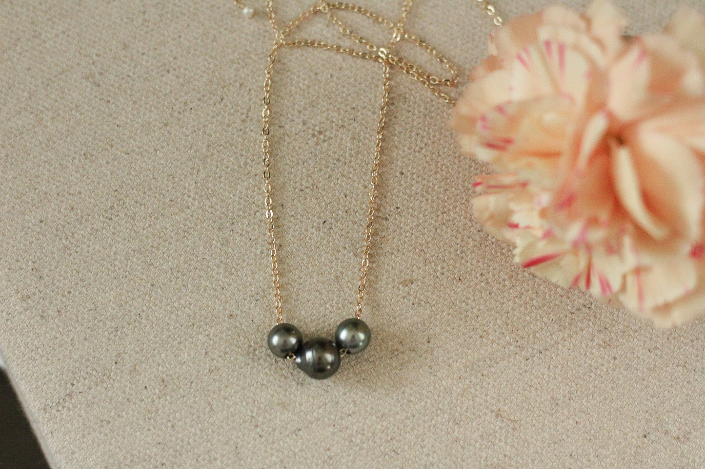 Triple Tahitian Pearl Necklace 14k Gold-Fill